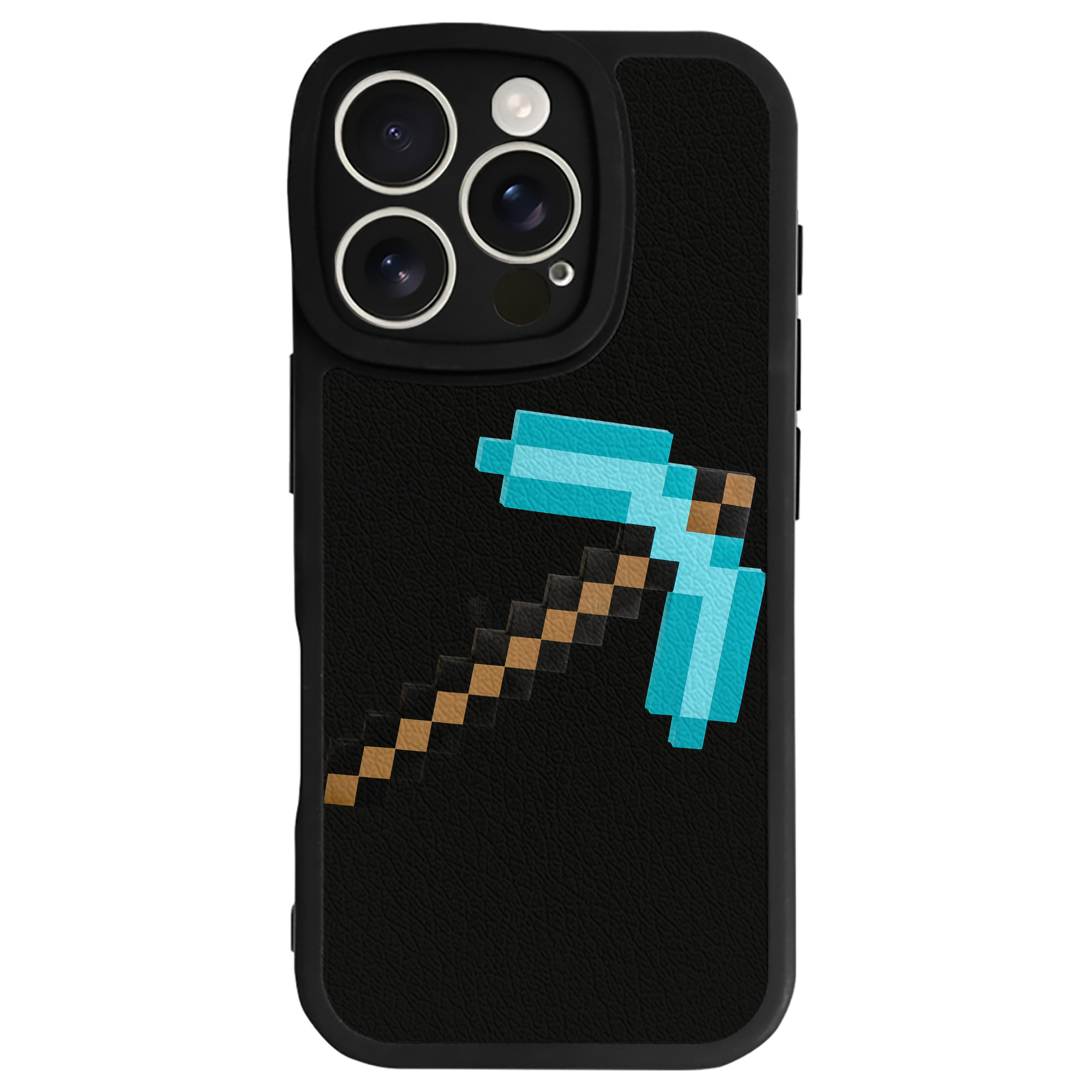 （画像用） マインクラフト ブロックの世界 Minecraft MC Block world 【iPhone 16シリーズ対応】シリコンスマホケース（レザー調） 材質：シリコン
